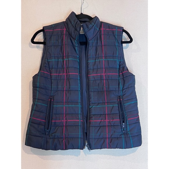 Ann Taylor LOFT Puffer Vest Womens Small Plaid Quilted Puffer Vest - Picture 1 of 8
